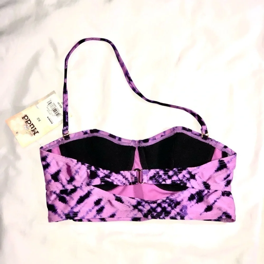 Mudd NWT Purple Tie Dye cut out Bikini Top XS